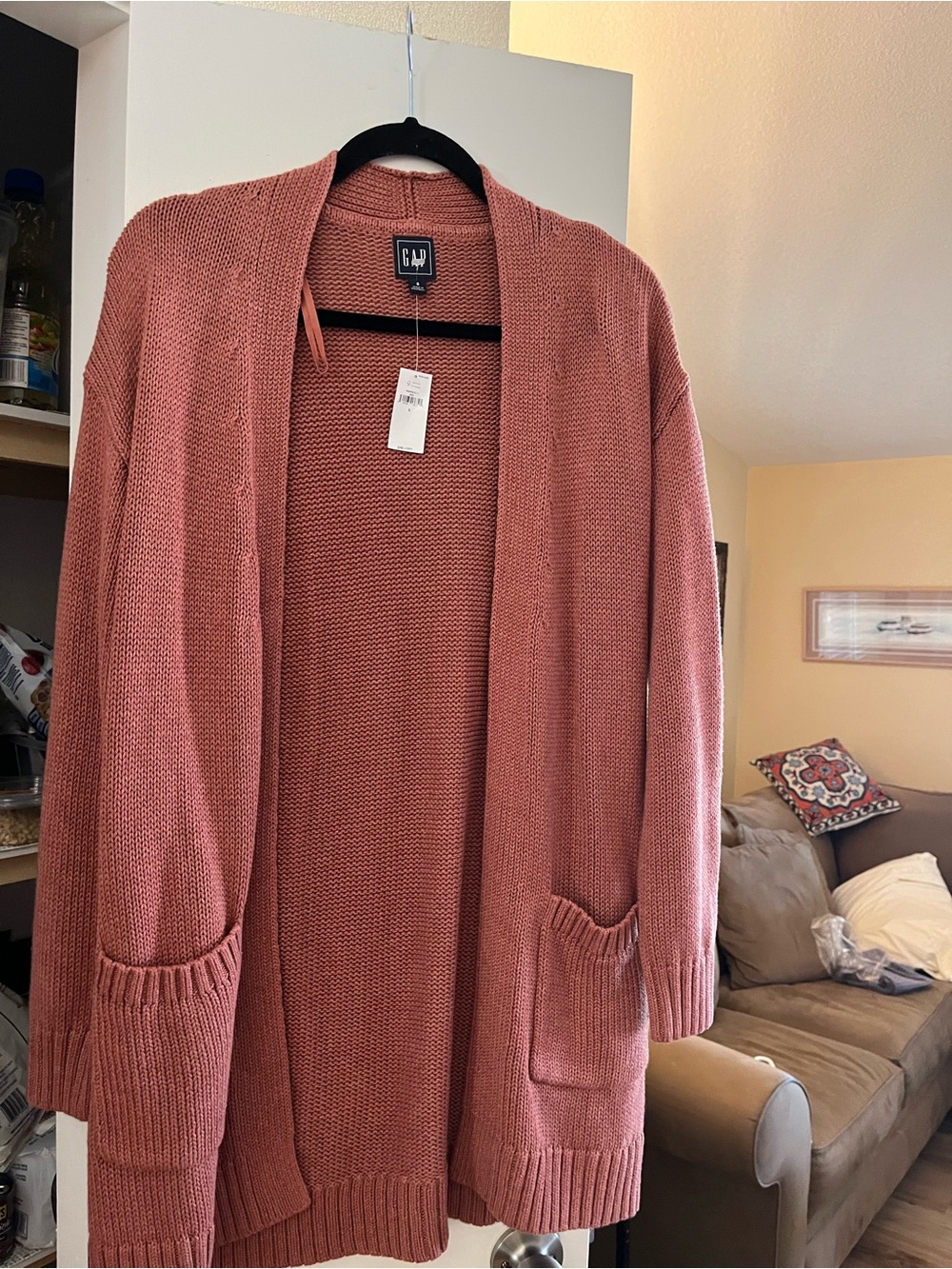 NWT Gap Women's Apricot Knit Long Sleeve Cardigan Sweater with pockets